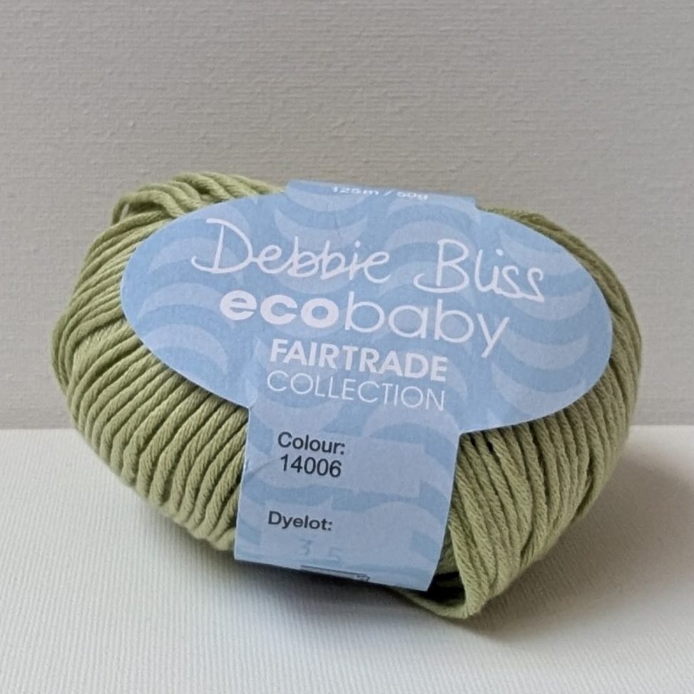 Debbie Bliss Eco Baby organic cotton yarn in Light Green shade 14006