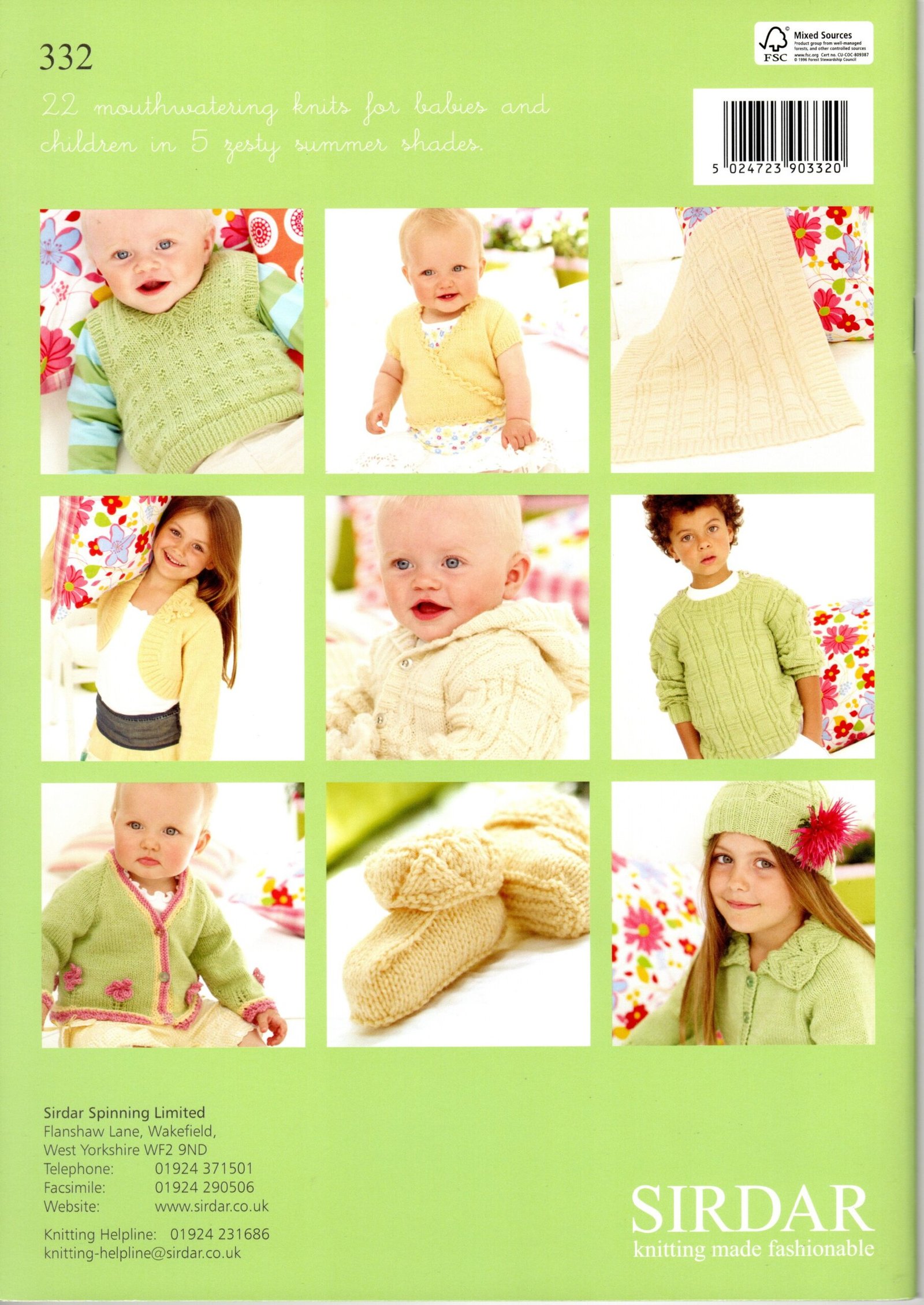 Designs in Sirdar 332 Little Sweet Peas knitting pattern book